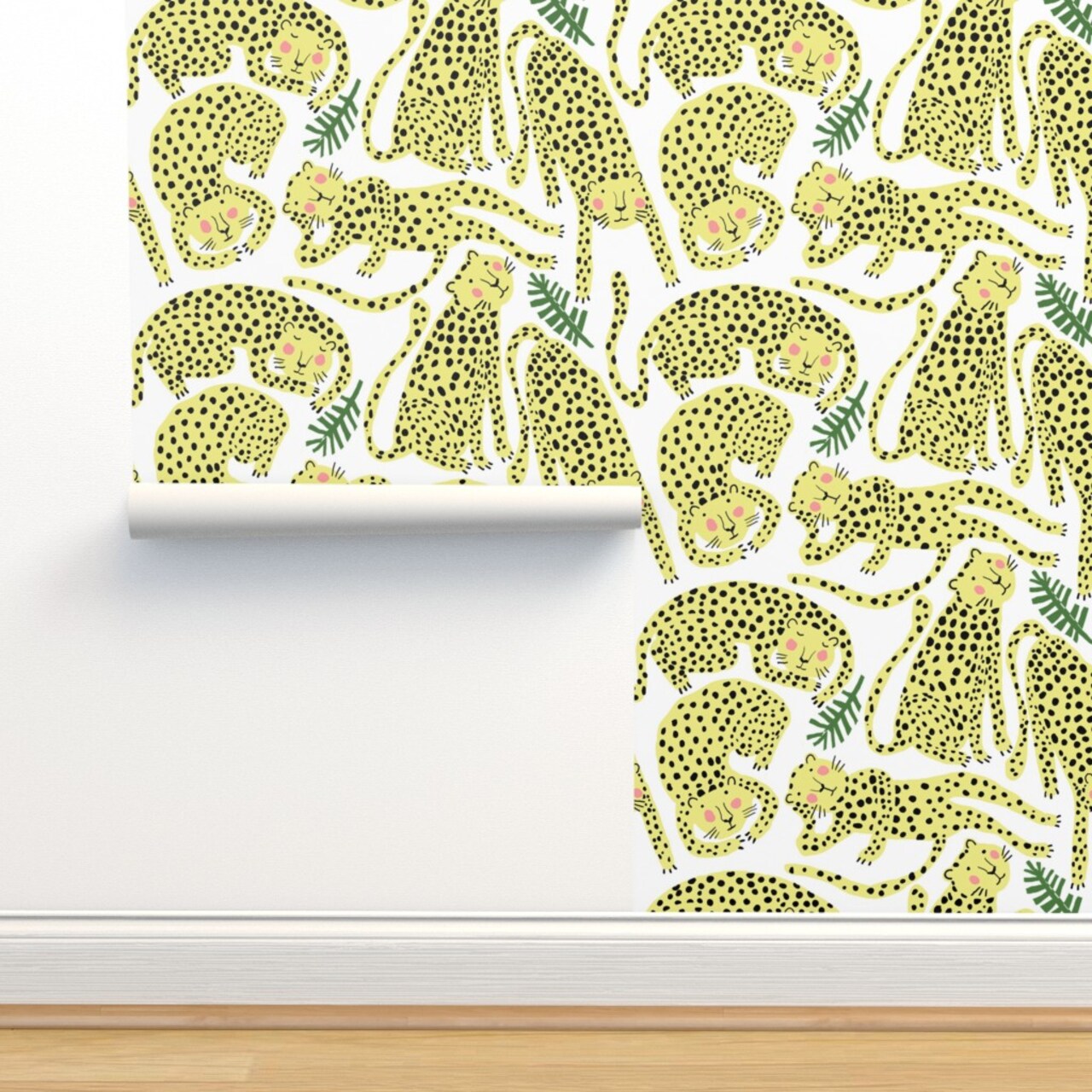 Animal Print Cheetah Leopard Jaguar Jungle Cute Kids Room Cats Tropical Safari Custom Removable Wallpaper by Spoonflower Peel & Stick Wallpaper 2FT Wide